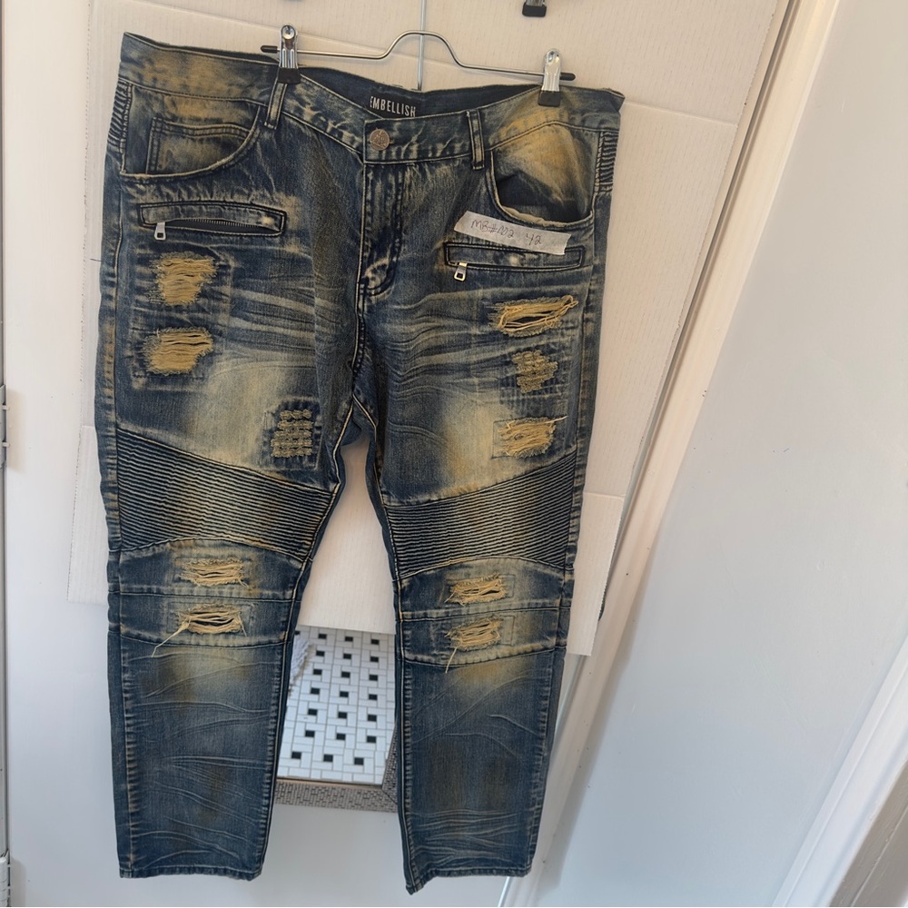 Embellish Distressed Blue Jeans for Men